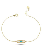 Turkuaz Renkli Çift Taşlı İncili Bileklik