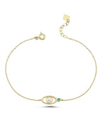 Turkuaz Renkli Taşlı İncili Bileklik