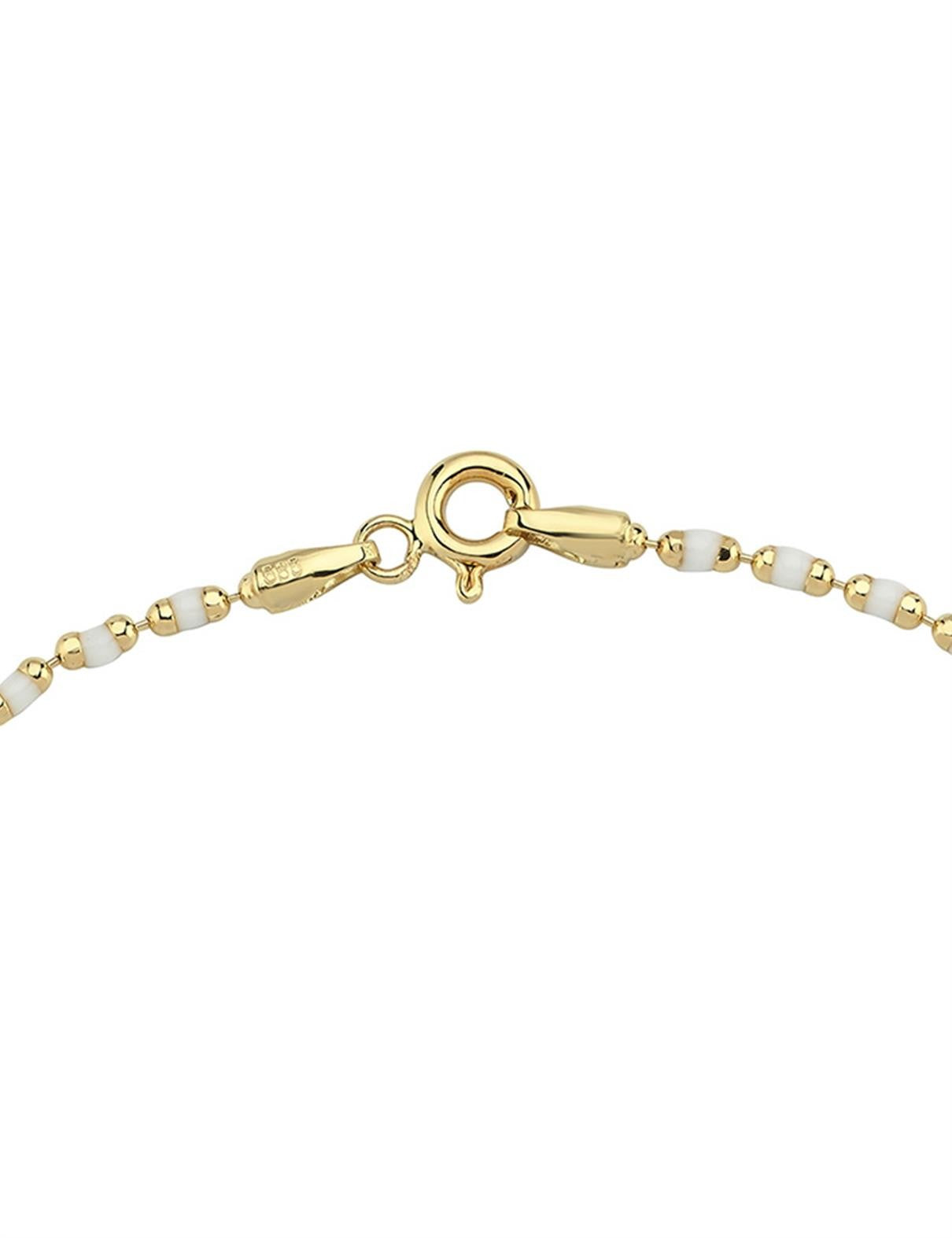 Beyaz Mineli Altın Bileklik