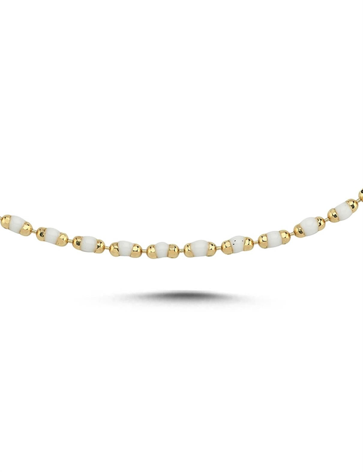 Beyaz Mineli Altın Bileklik