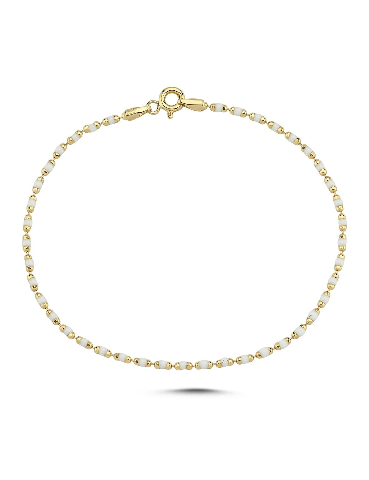 Beyaz Mineli Altın Bileklik