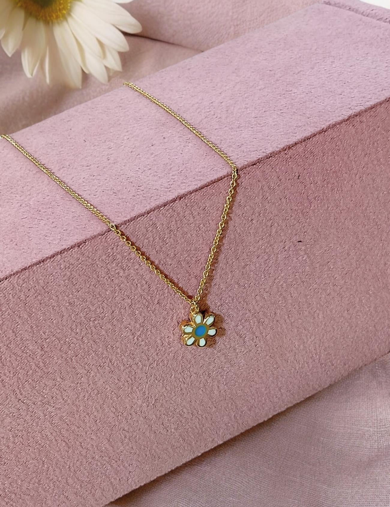 Renkli Papatya Altın Kolye