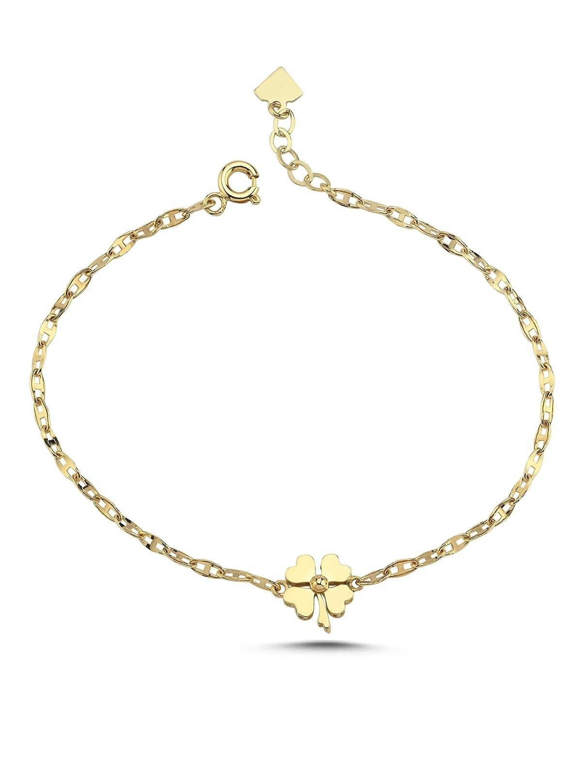 14 Ayar Zincir Yonca Altın Bileklik