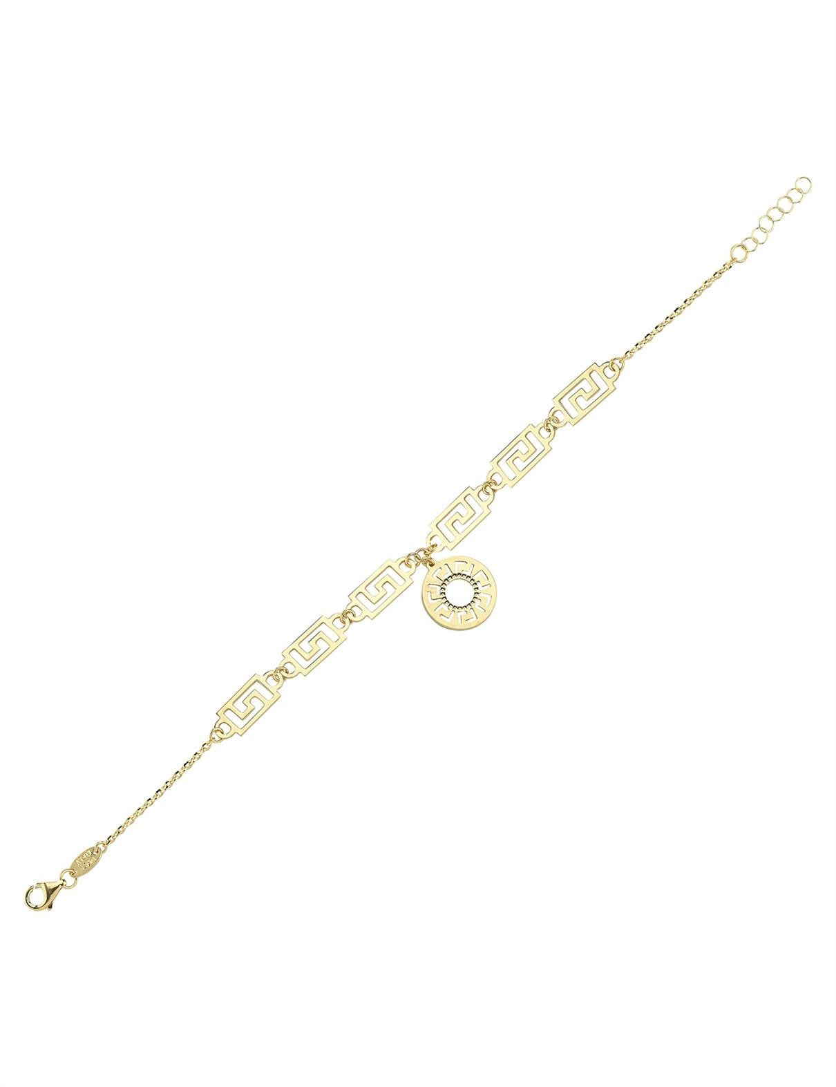 Çift Taraflı Mavi Beyaz Sedefli Altın Bileklik