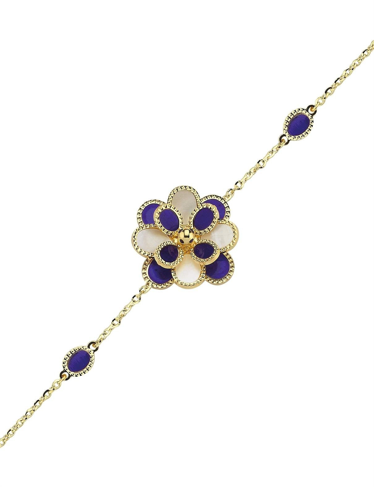 Beyaz Sedefli Mineli Altın Bileklik