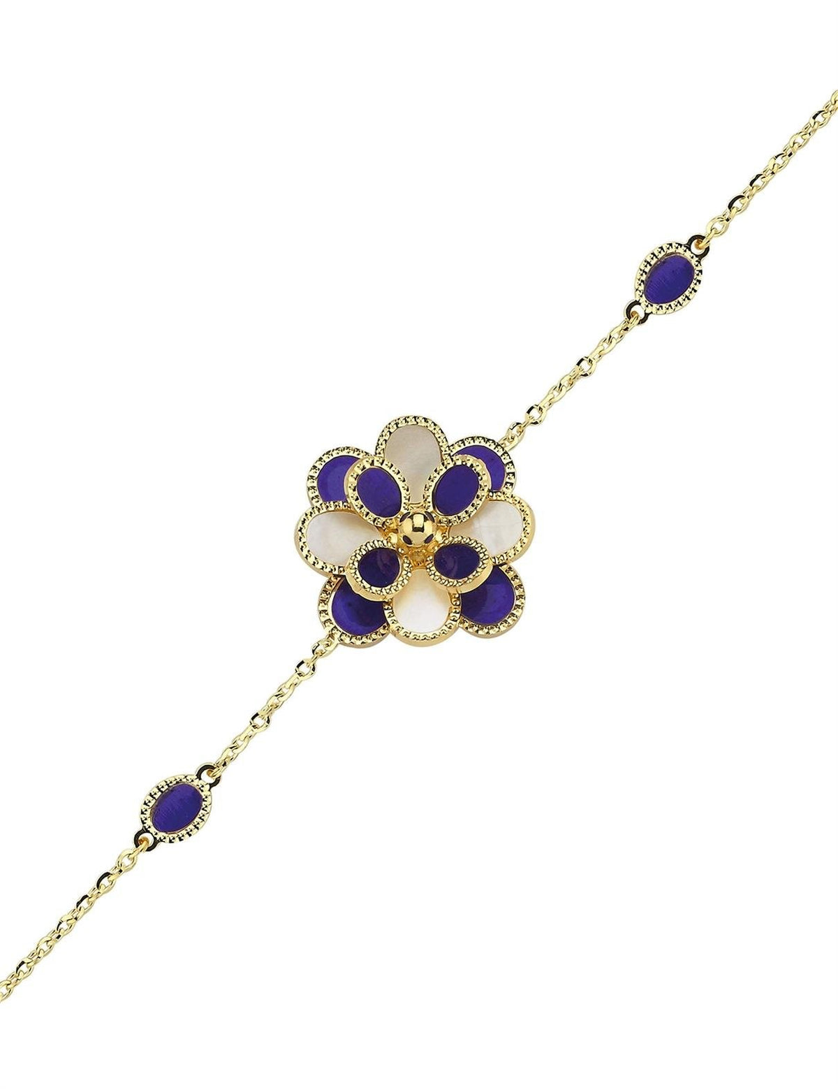 Beyaz Sedefli Mineli Altın Bileklik