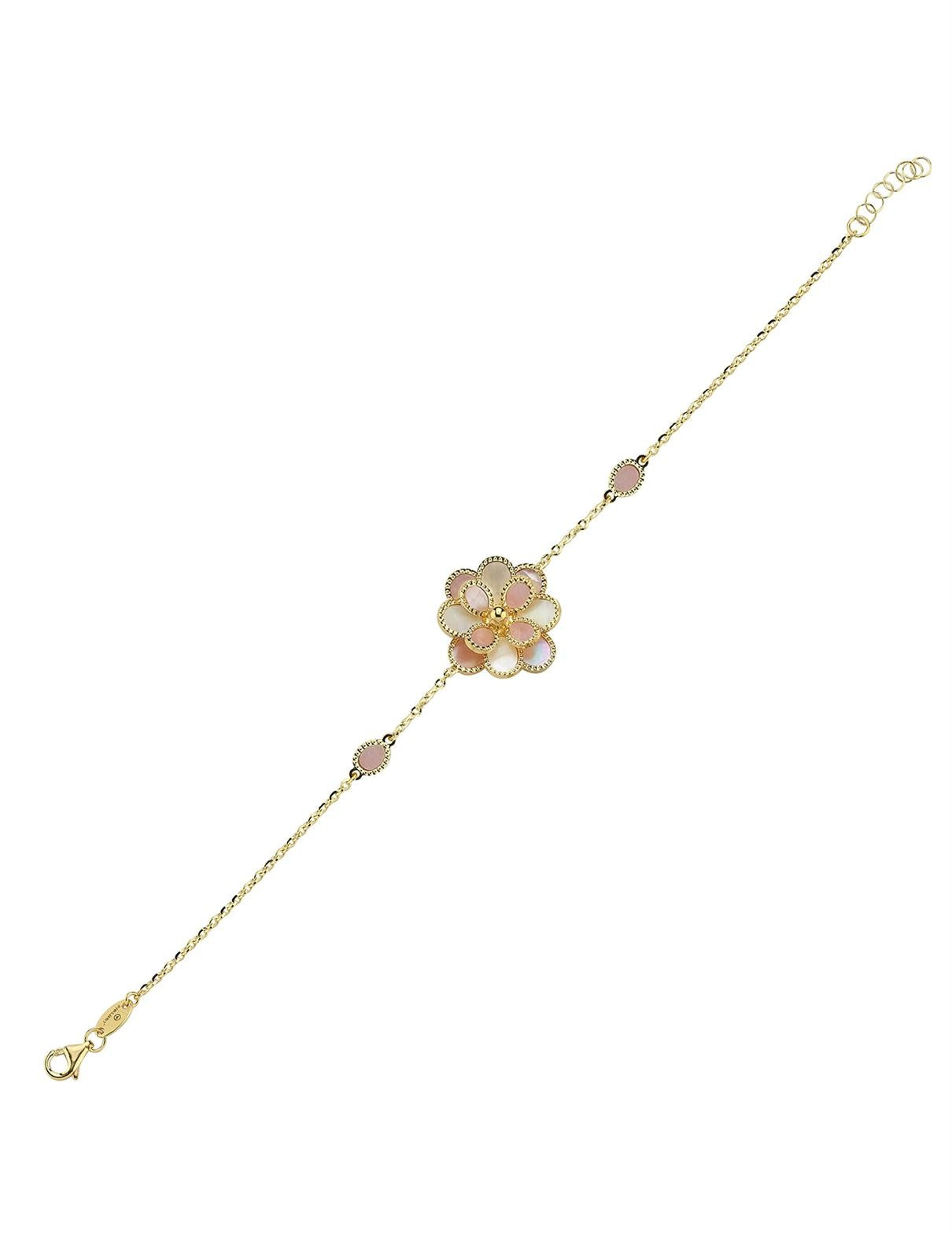 Pembe Beyaz Sedefli Rosella Altın Bileklik