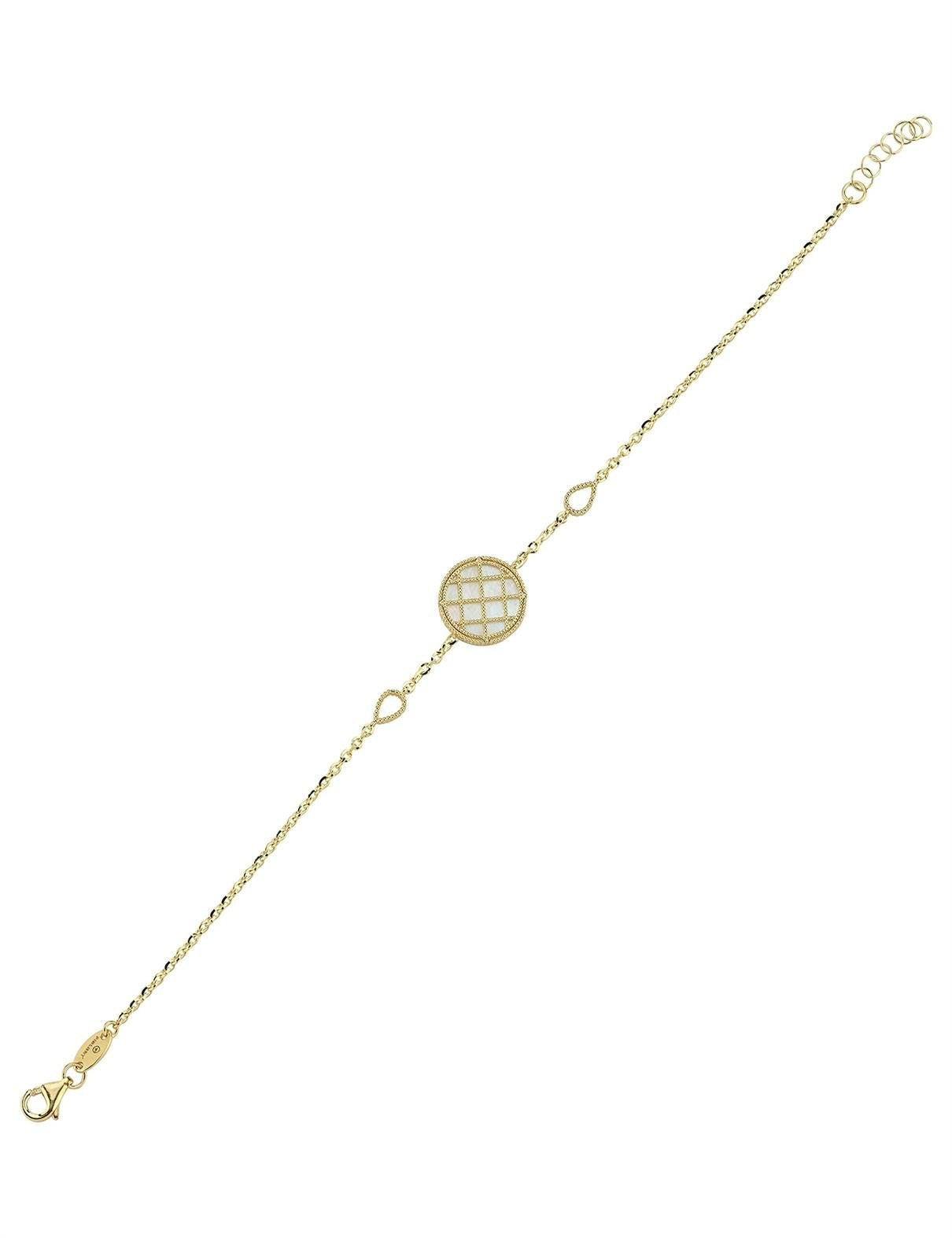 Çift Taraflı Pembe Beyaz Sedefli Altın Bileklik