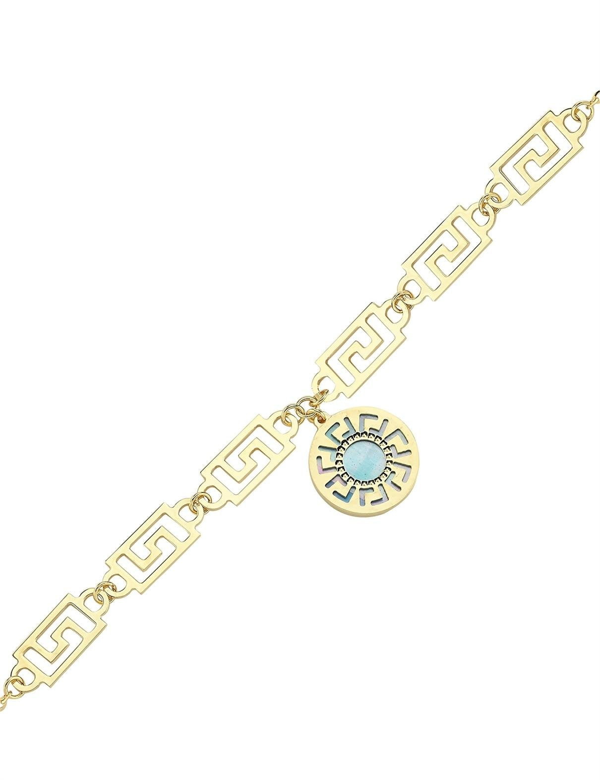 Çift Taraflı Mavi Beyaz Sedefli Altın Bileklik Ürün ana görseli