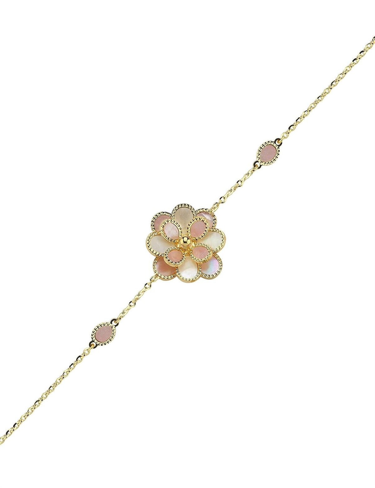 Pembe Beyaz Sedefli Rosella Altın Bileklik