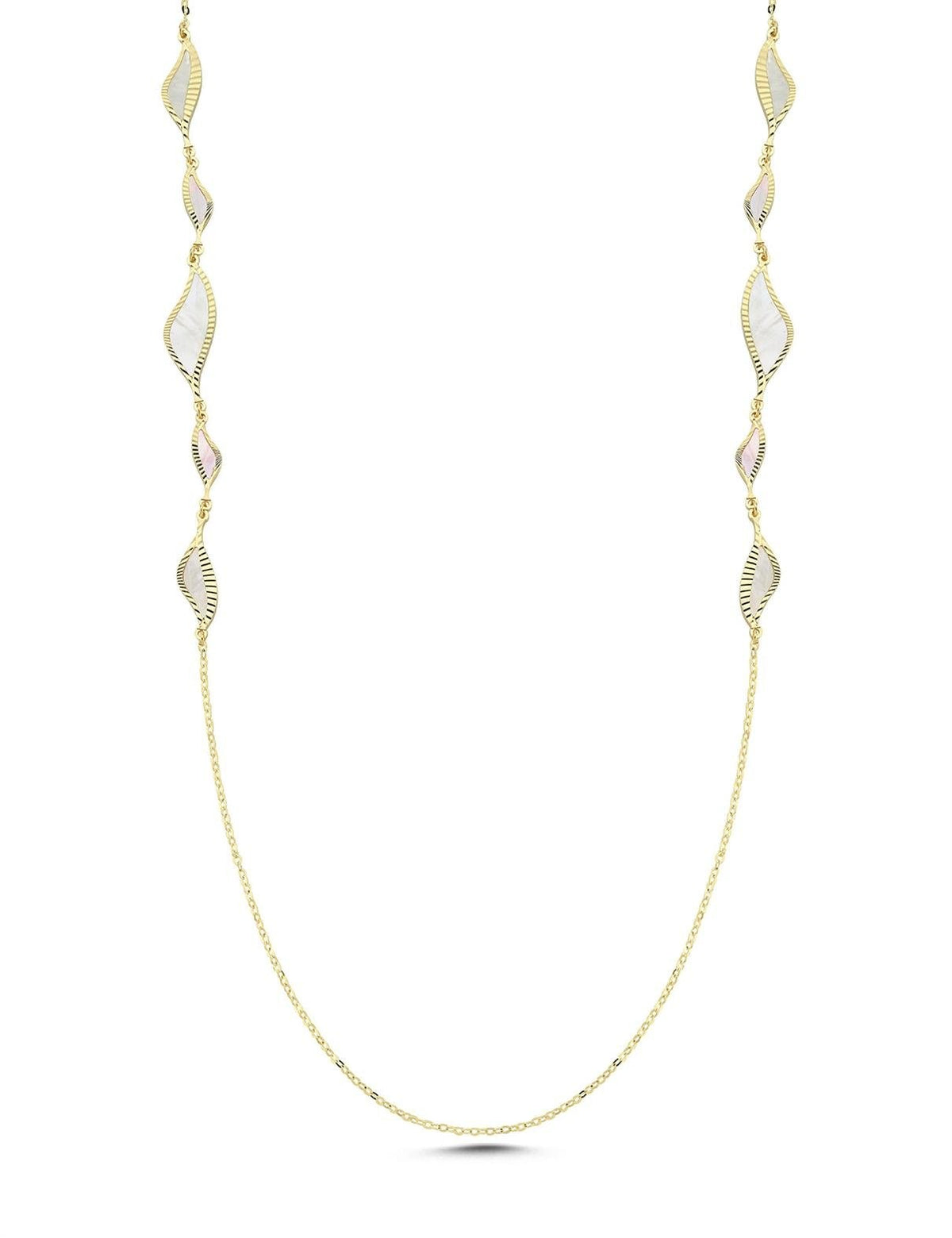 Çift Taraflı Beyaz Midye Altın Kolye