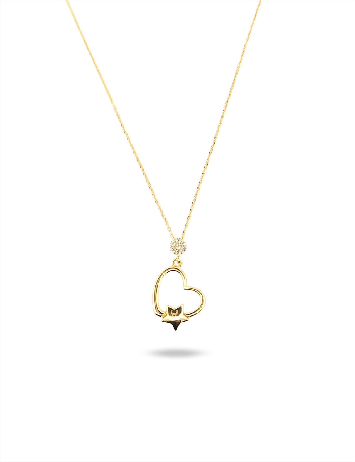 Kalp İçi Yıldız Altın Kolye