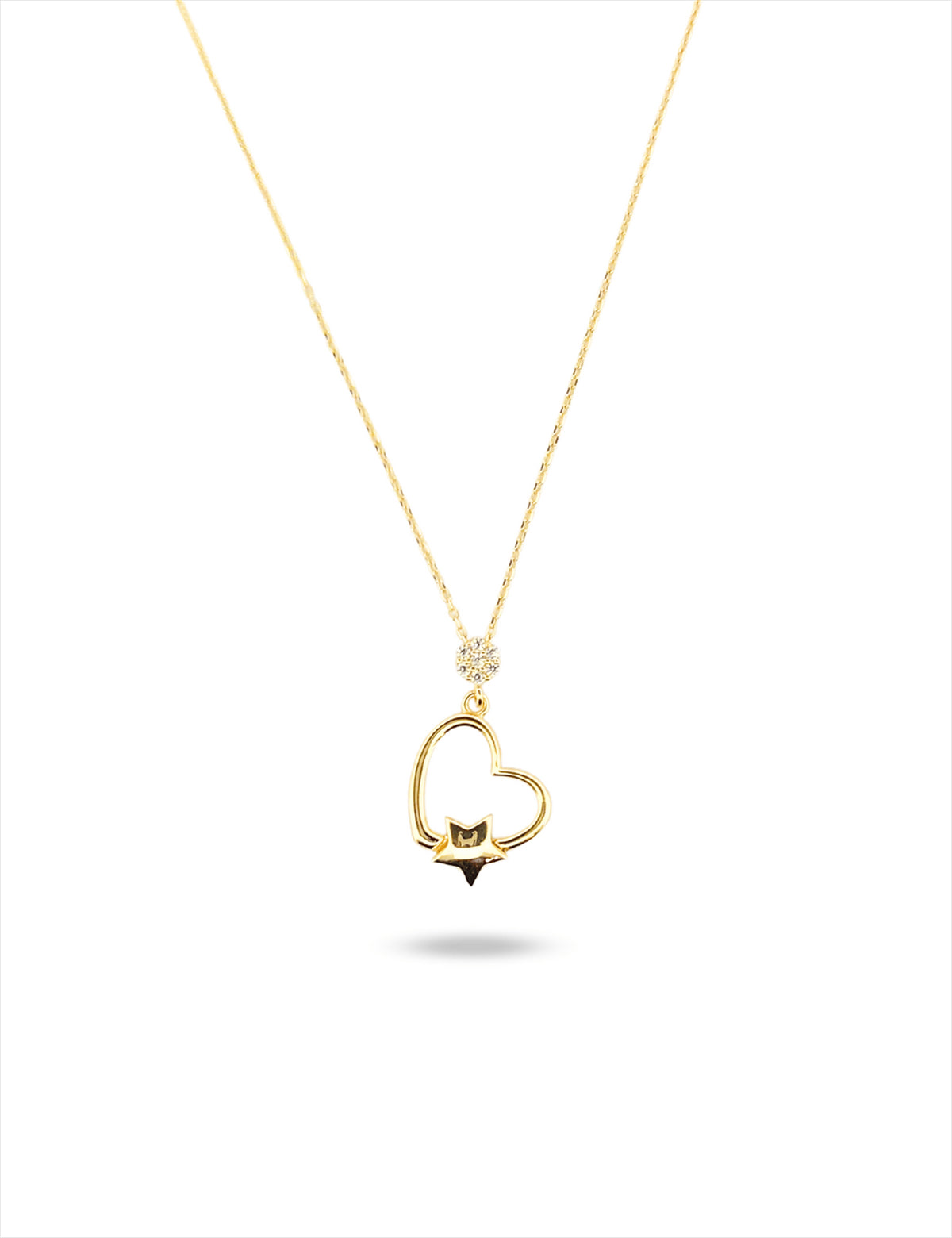 Kalp İçi Yıldız Altın Kolye