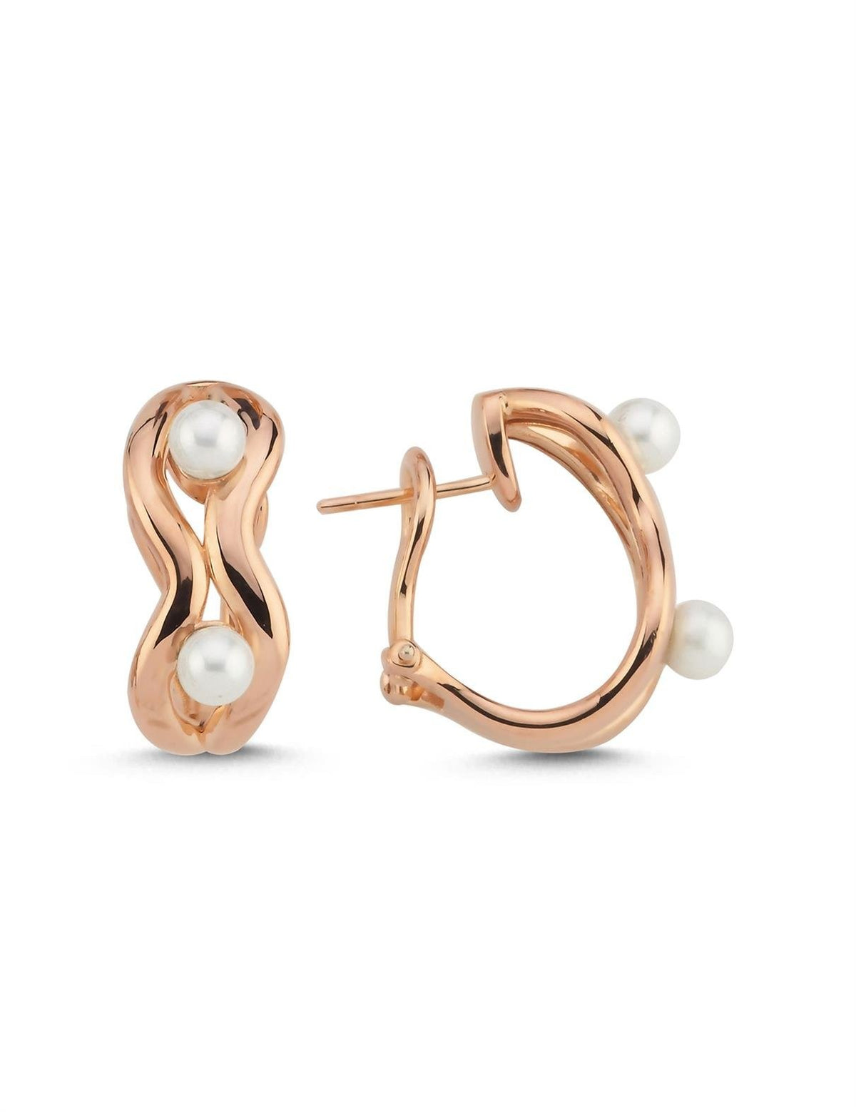 Beyaz İnci Rose Gold Altın Küpe