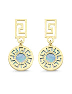 Turkuaz Sedefli Modern Geo Altın Küpe