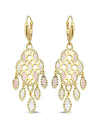 Pembe Beyaz Sedef Rüzgar Altın Küpe