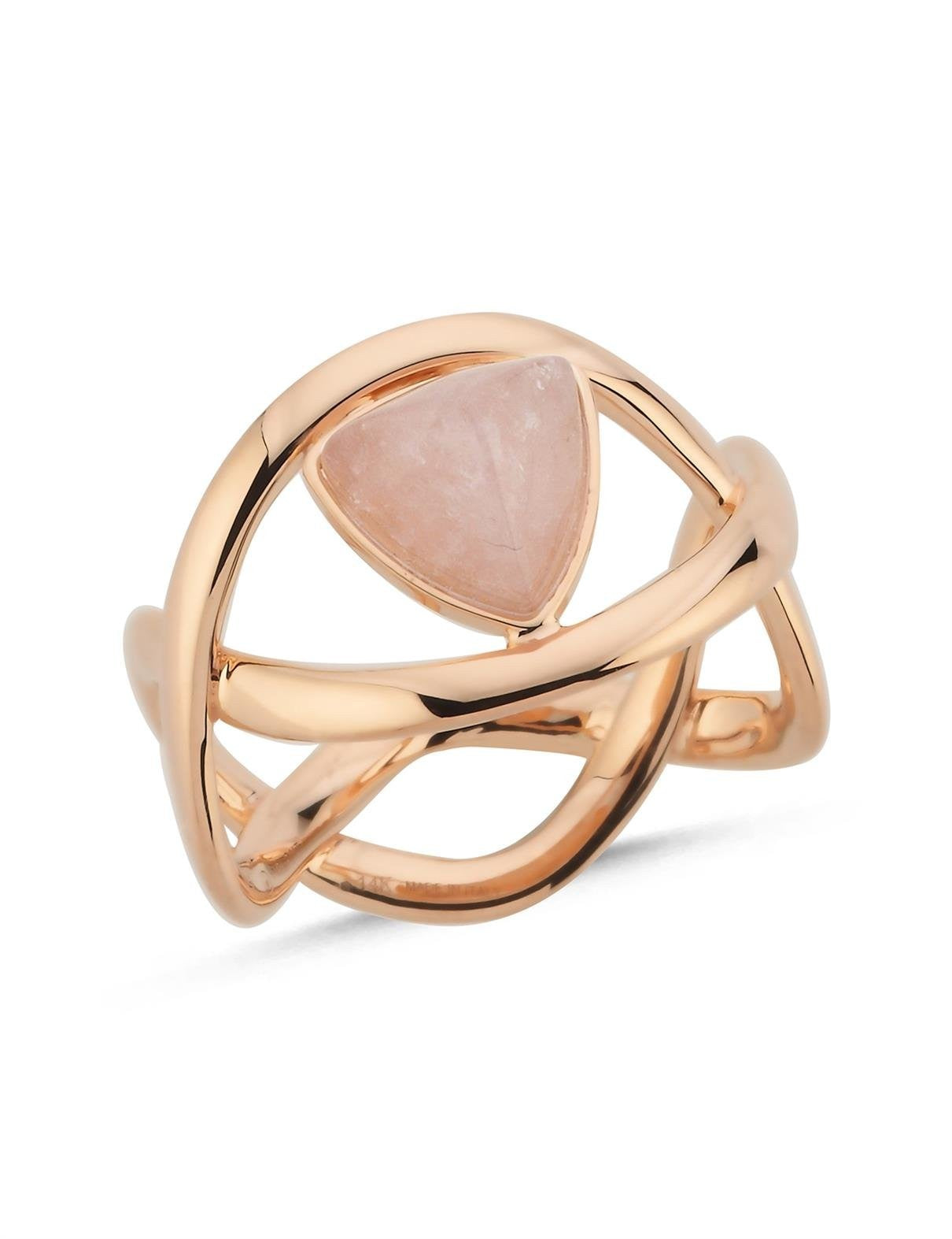 Taşlı Geometrik İtalyan Rose Altın Yüzük