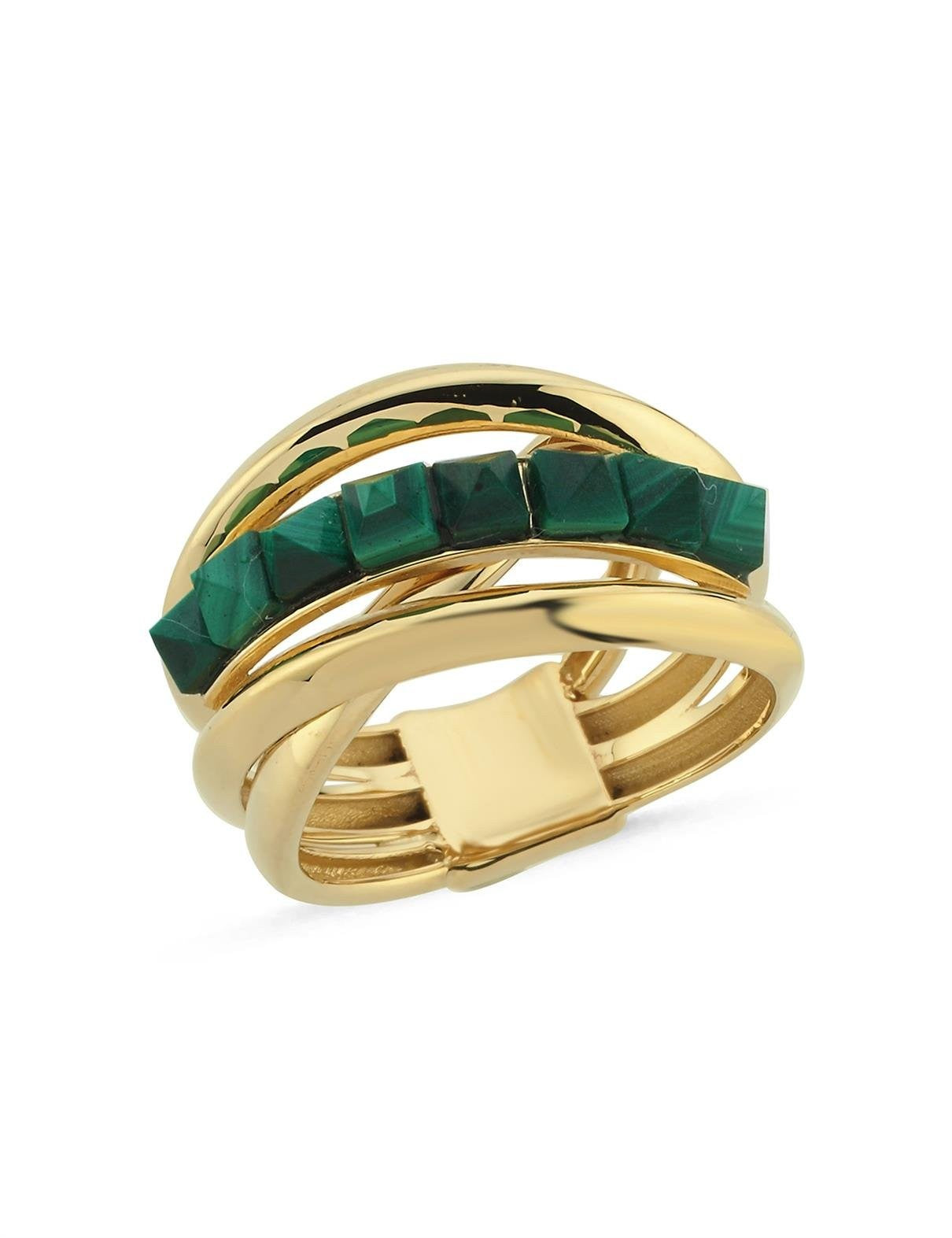 Yeşil Taşlı italyan Altın Yüzük