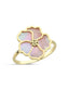 Pembe Sedefli Çiçek İtalyan Altın Yüzük