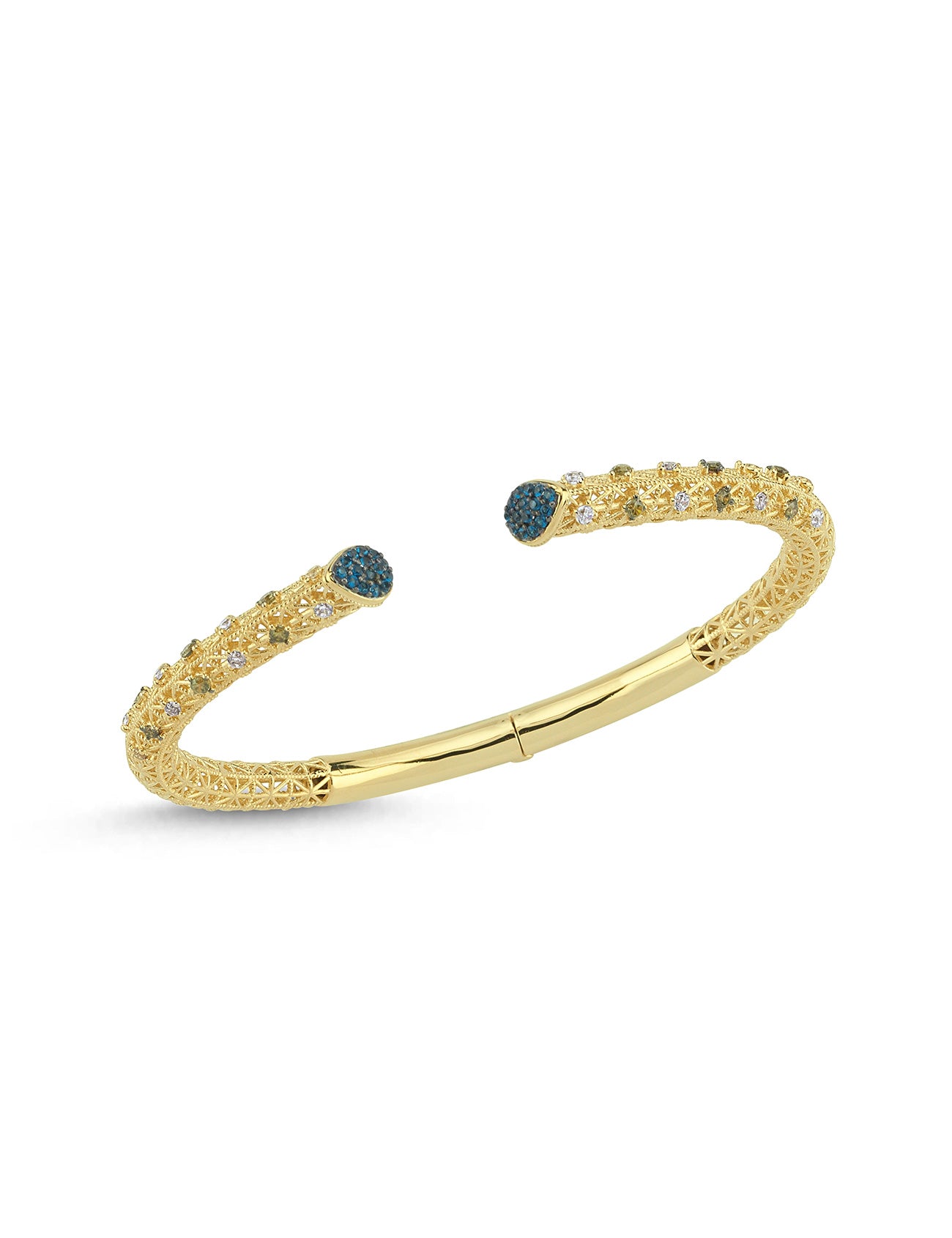 14 Ayar Renkli Taşlı Altın Kelepçe Bileklik