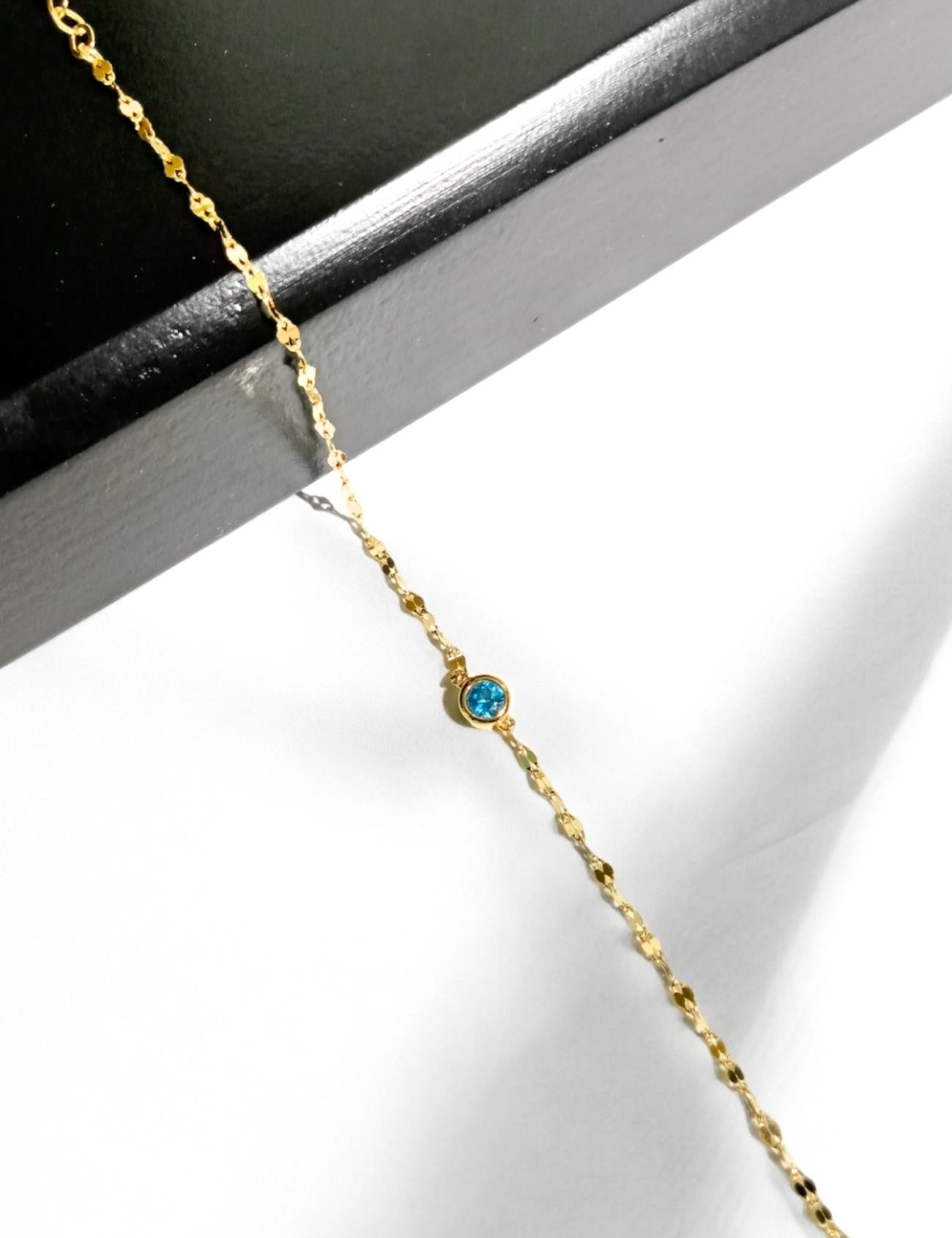 Yuvarlak Turkuaz Taşlı Altın Bileklik