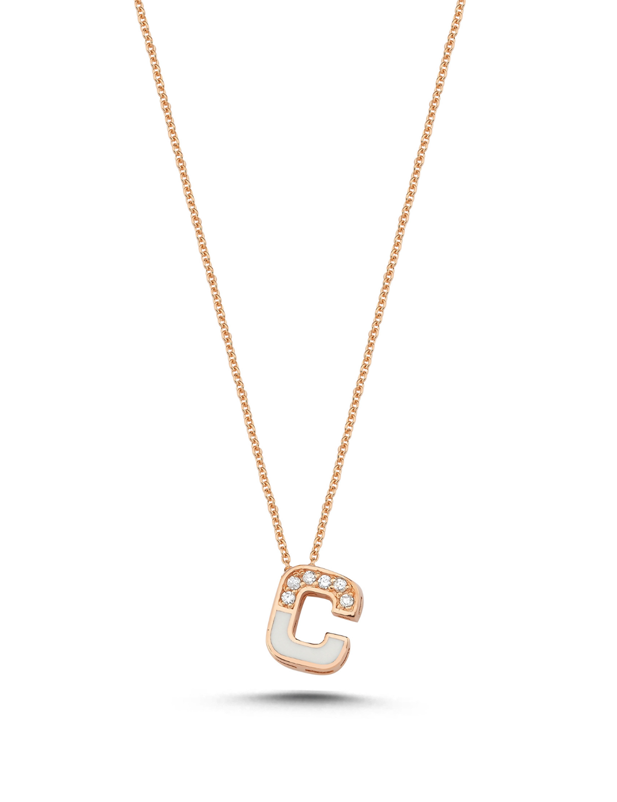 0,03 Karat Pırlantalı C Harf Kolye Ürün ana görseli