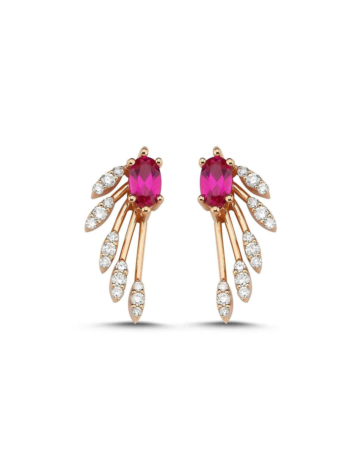 0,88 Karat Pırlantalı Yakut Küpe