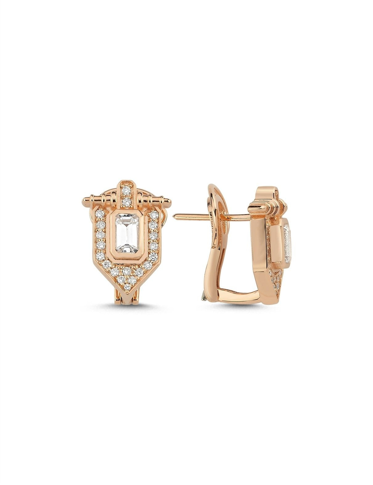 0,92 Karat Pırlantalı Beyaz Safir Küpe