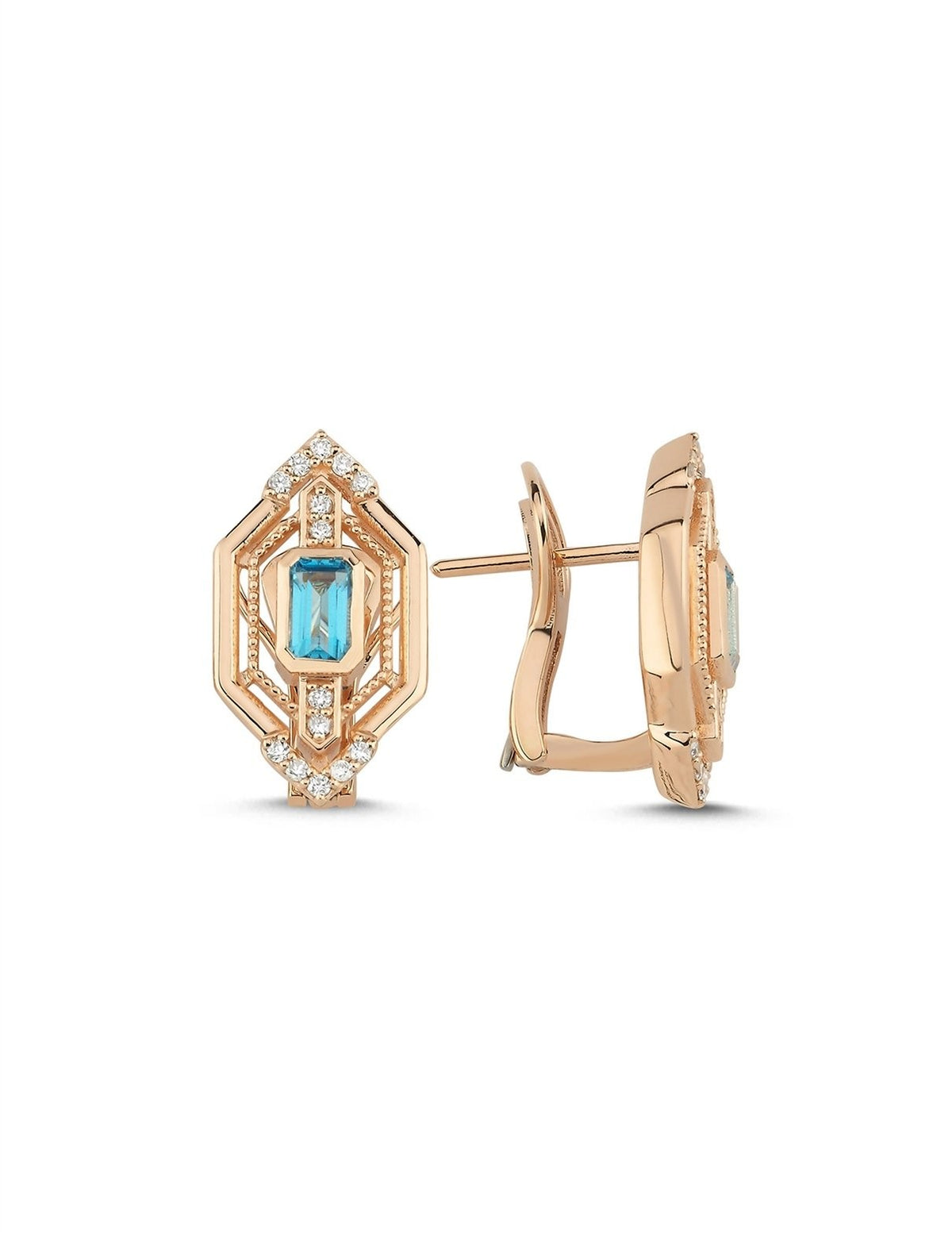 1,00 Karat Pırlantalı Topaz Küpe Ürün ana görseli