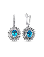 3,39 Karat Pırlantalı Mavi Topaz Küpe