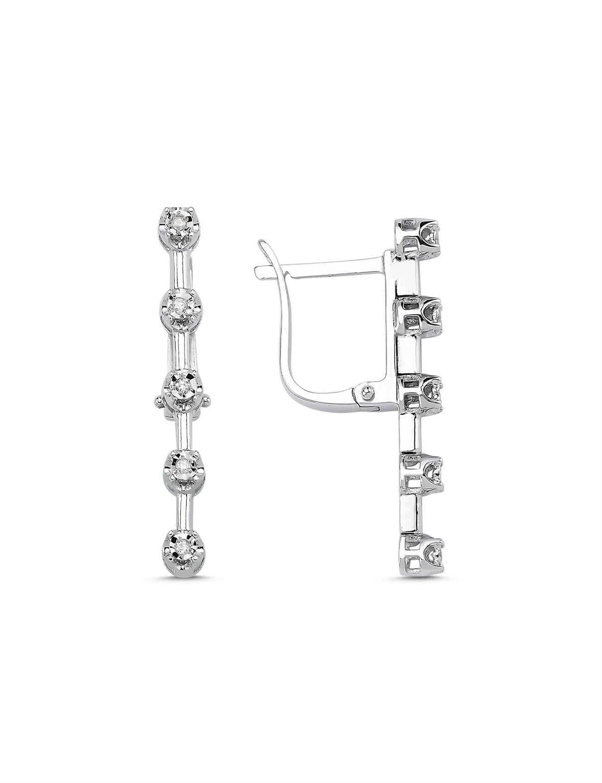 0,07 Karat Pırlantalı Suyolu Küpe