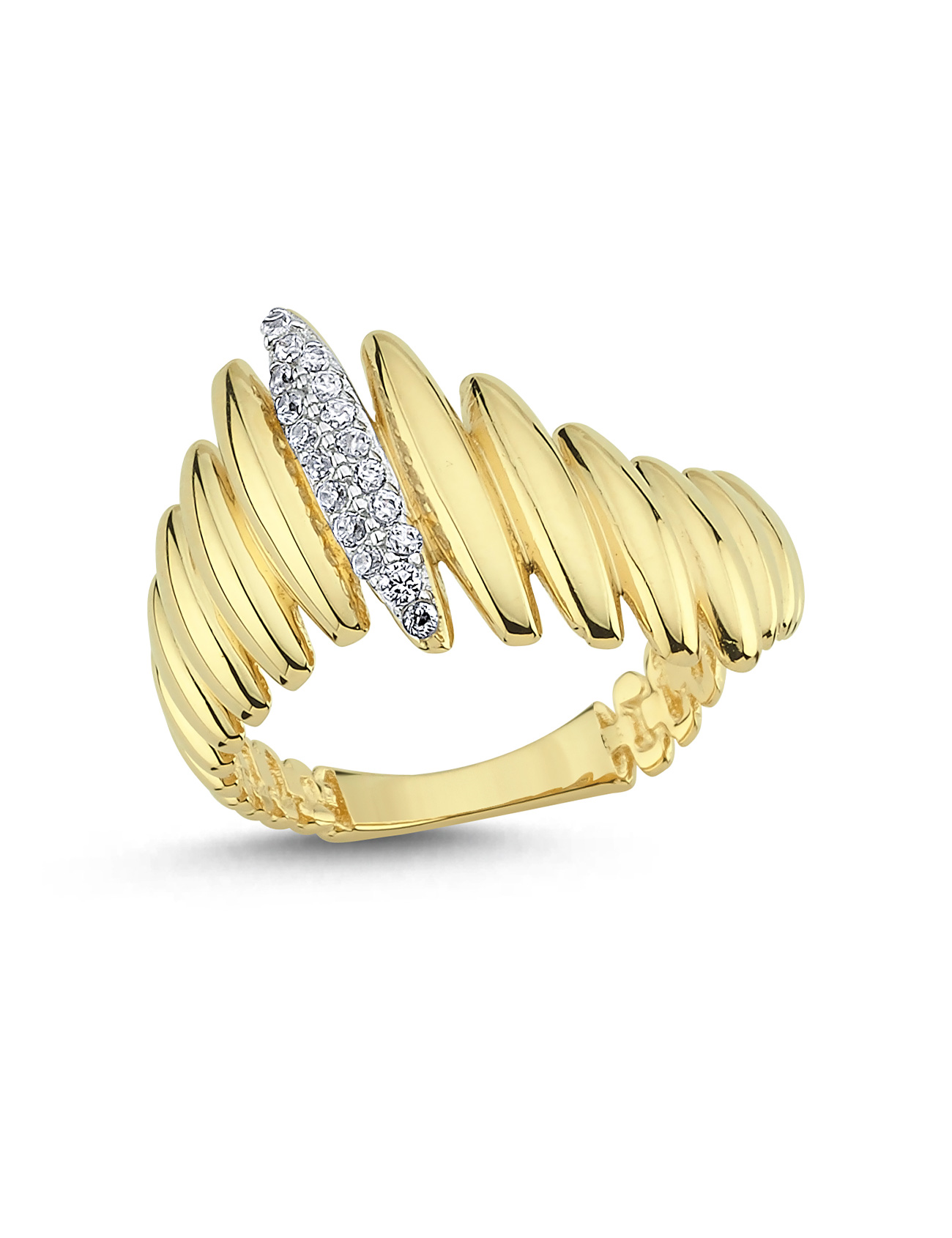 Modern Linea Taşlı Altın Yüzük Ürün ana görseli