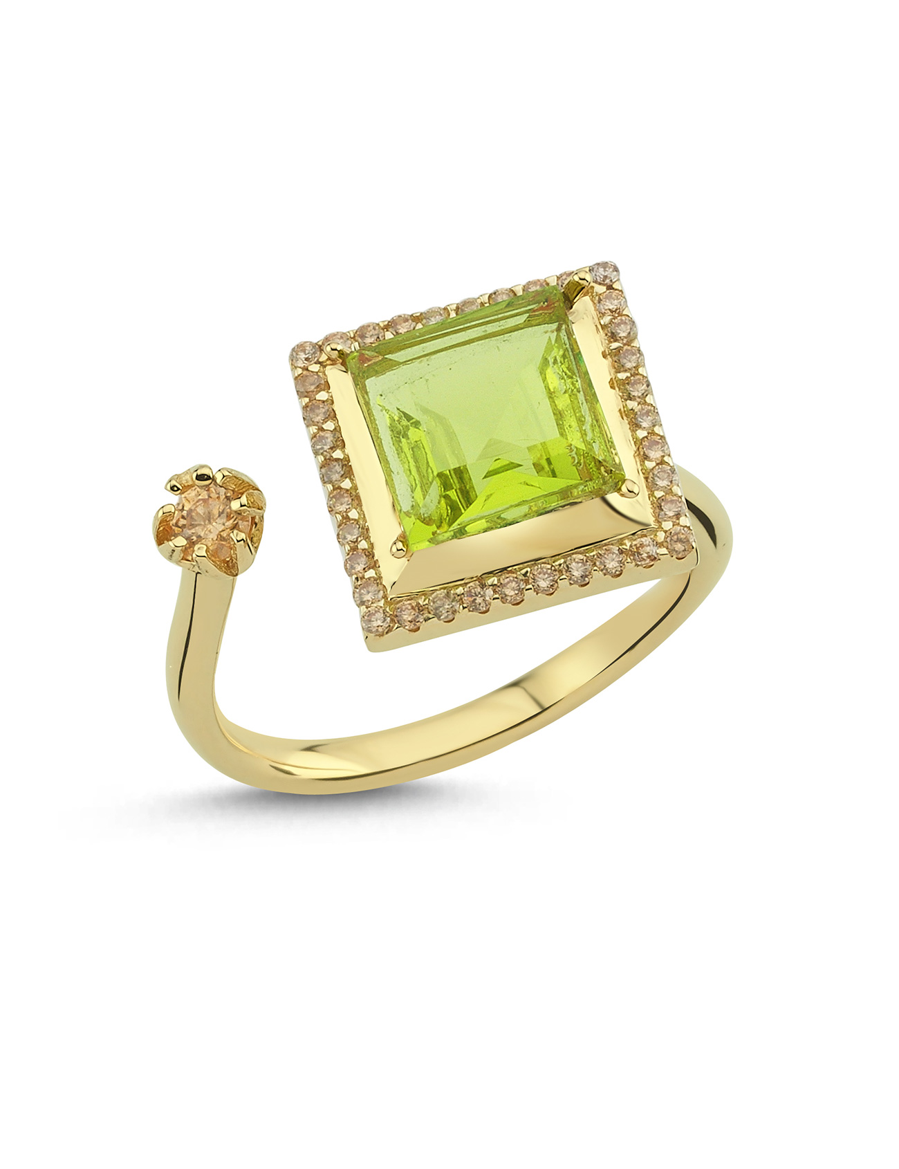Dual Glow Gold Ring with Light Green Stone Main image