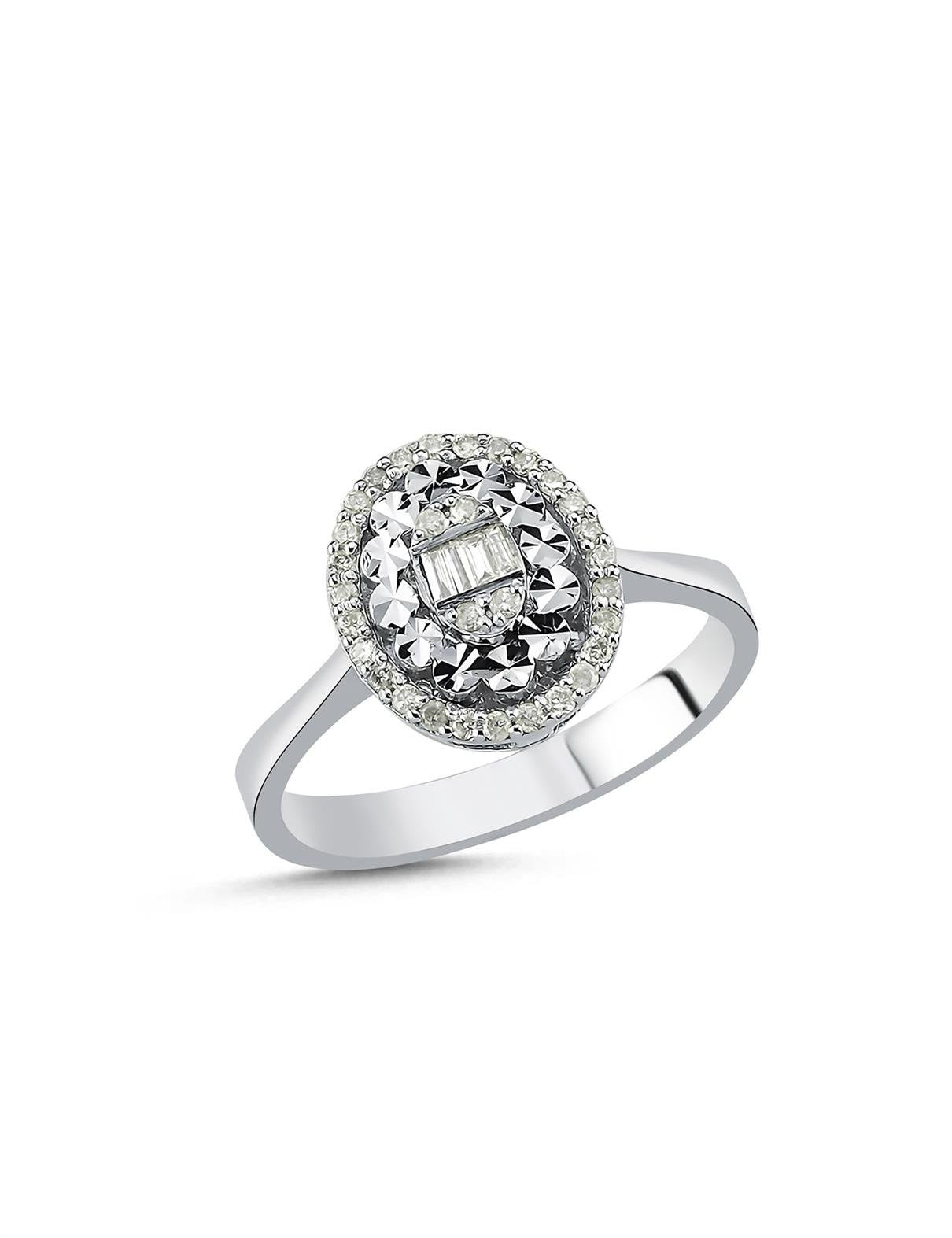 خاتم ألماس بيضاوي الشكل عيار 0.20 قيراط Ürün ana görseli