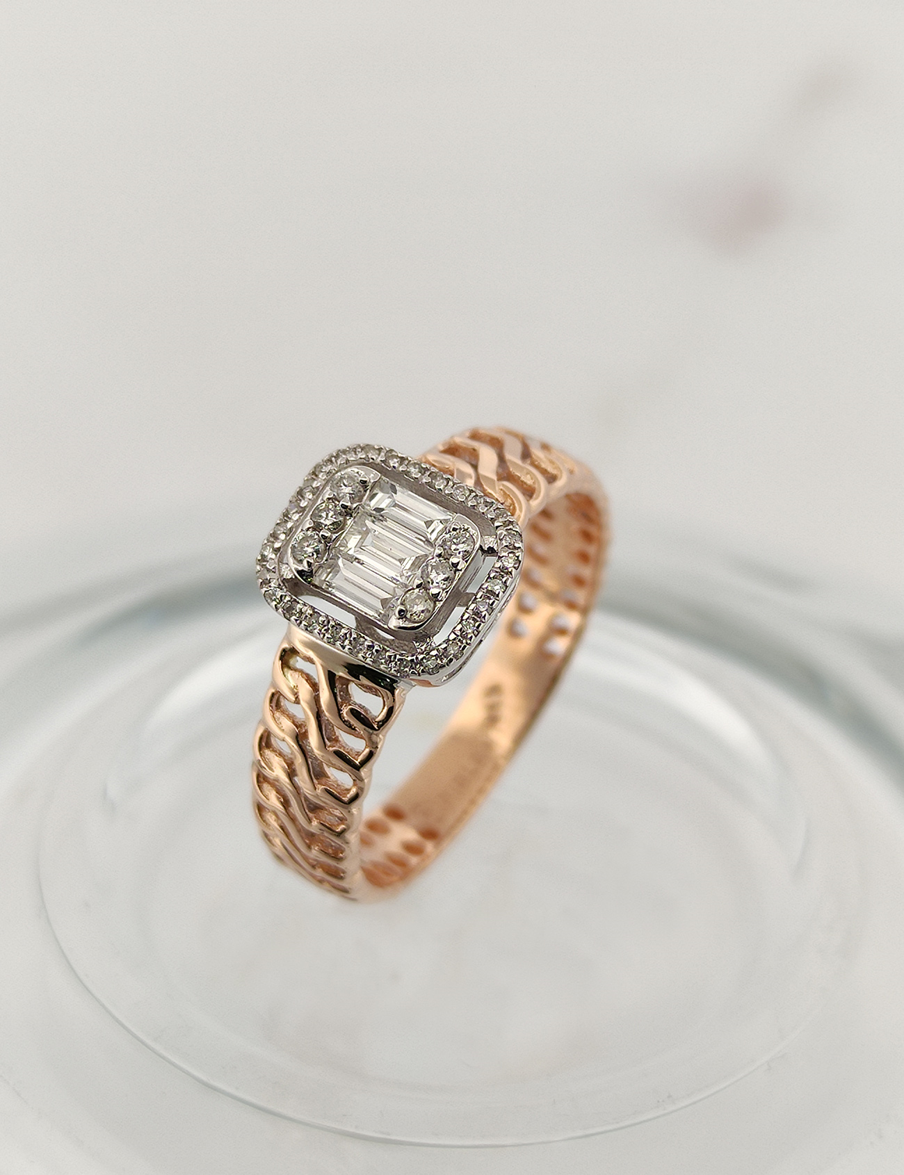 0.25 Carat Diamond Rose Gold Custom Designed Baguette Ring Main image