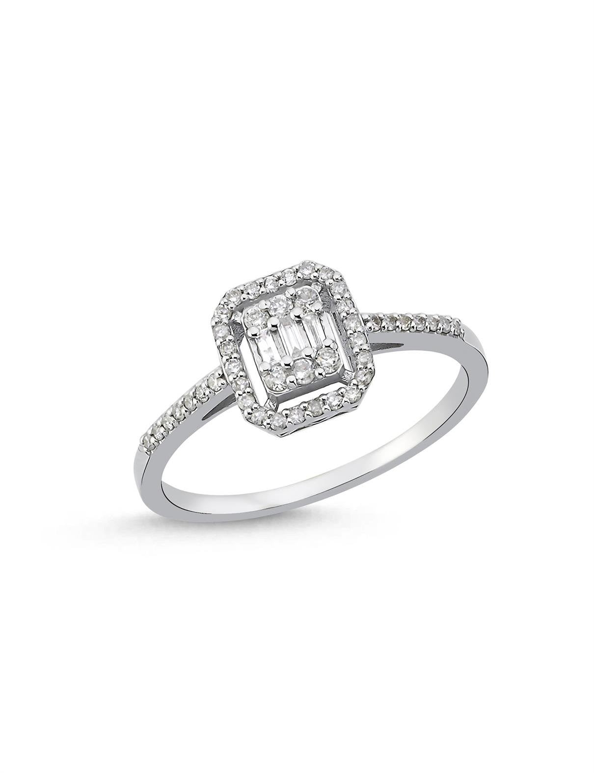 0.23 Carat Baguette Diamond Ring with Stones on the Arms Main image