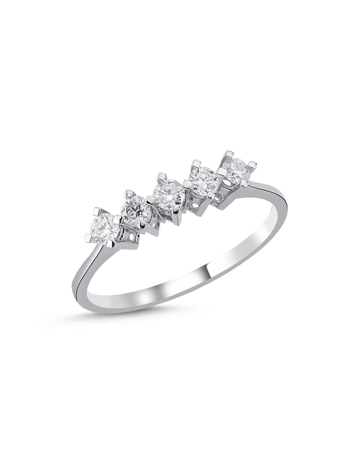 خاتم مرصع بخمسة أحجار ألماس عيار 0.25 قيراط Ürün ana görseli