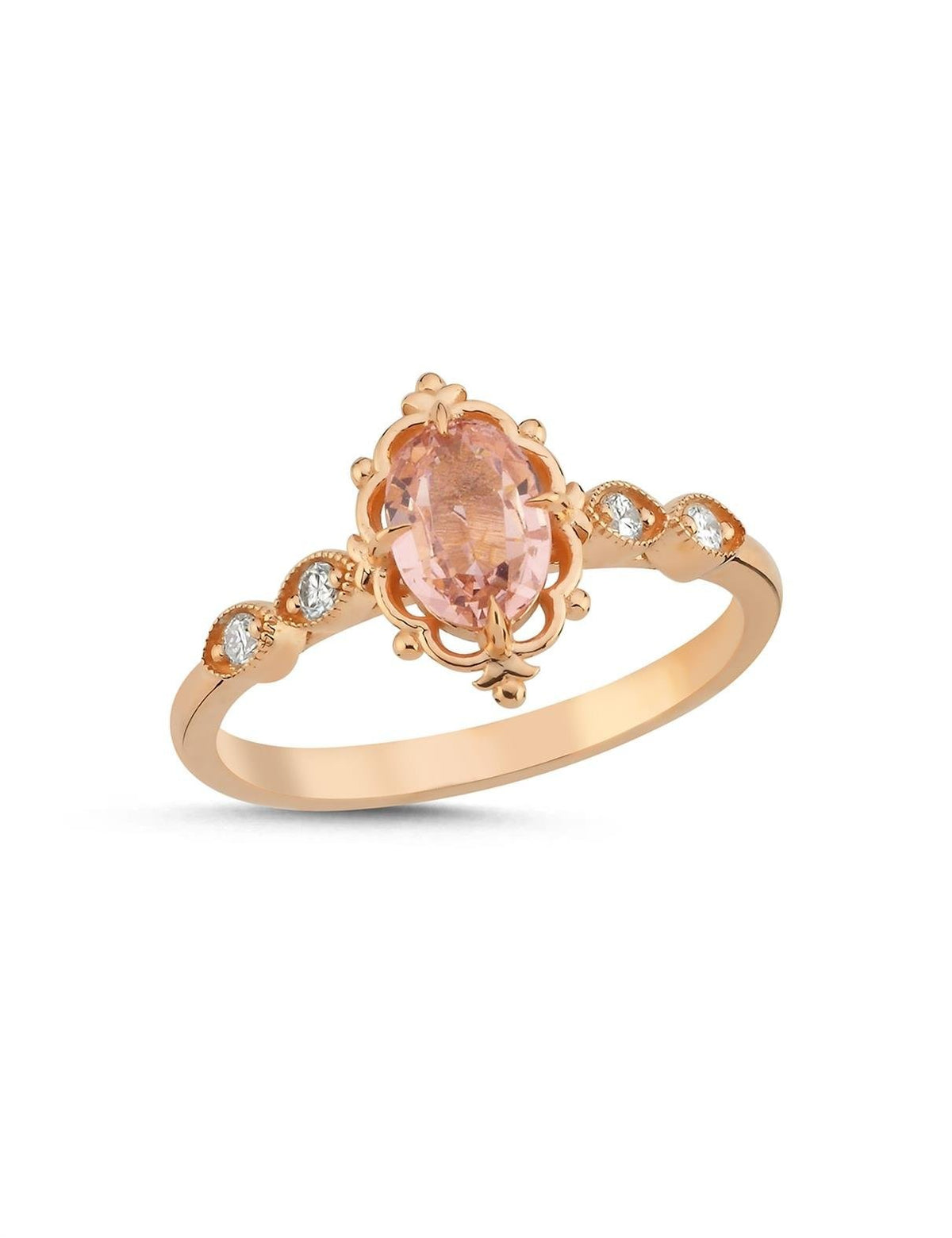 1,09 Karat Pırlantalı Morganit Yüzük