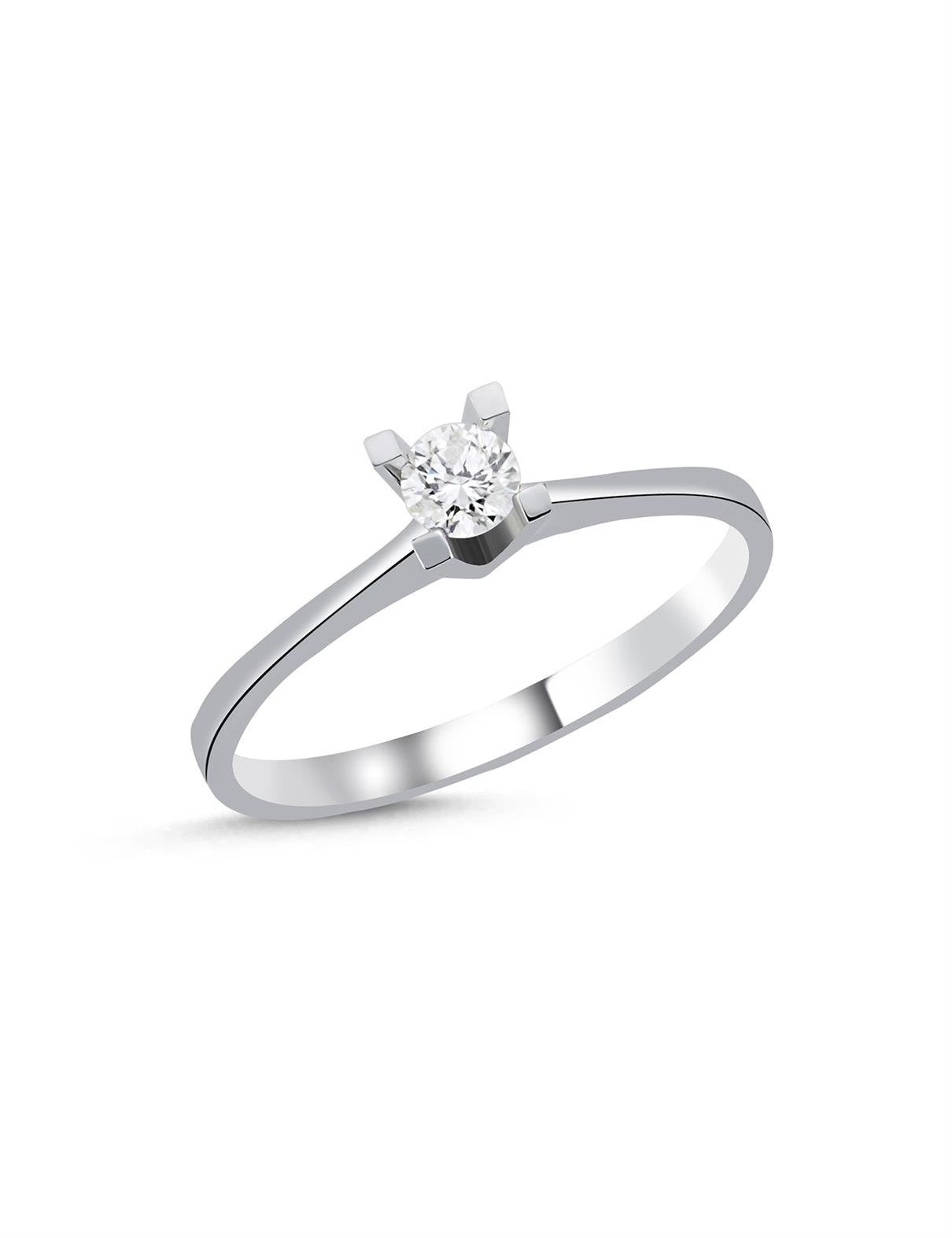 0,18 Karat İnce Tırnak Montür Tektaş Pırlanta Yüzük