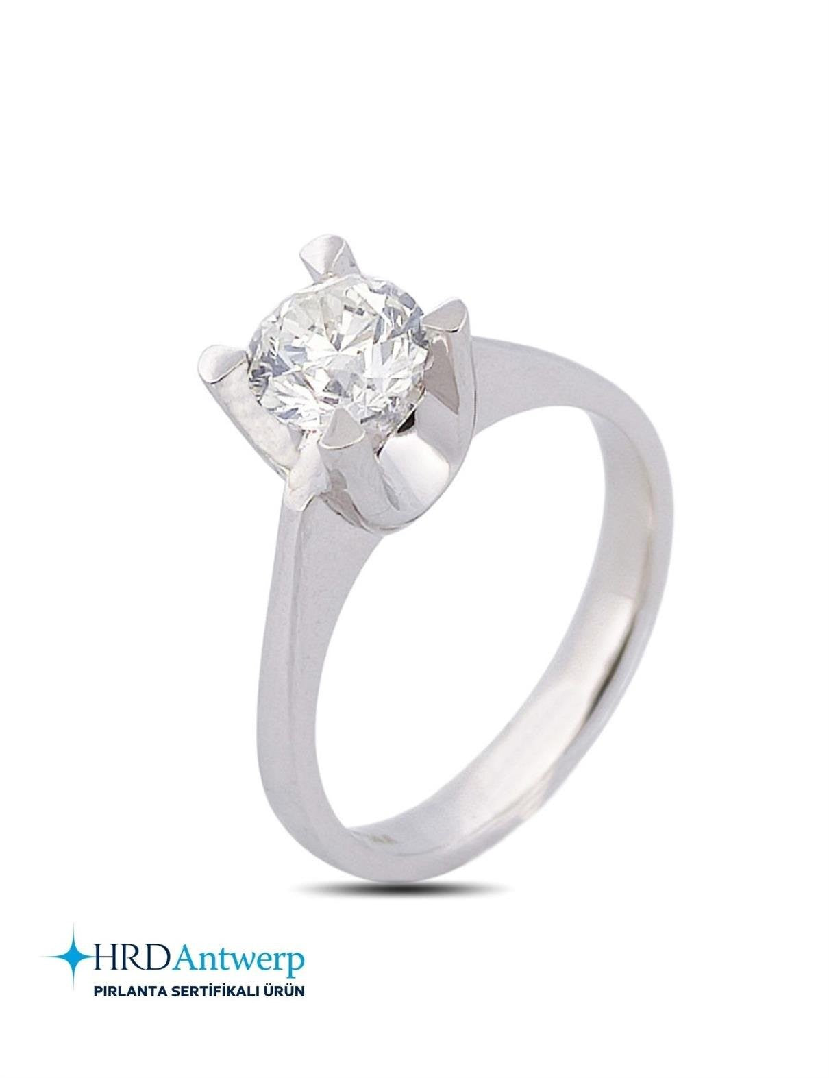 HRD Sertifikalı 1,00 Karat Badem Montür Tektaş Pırlanta Tektaş Yüzük