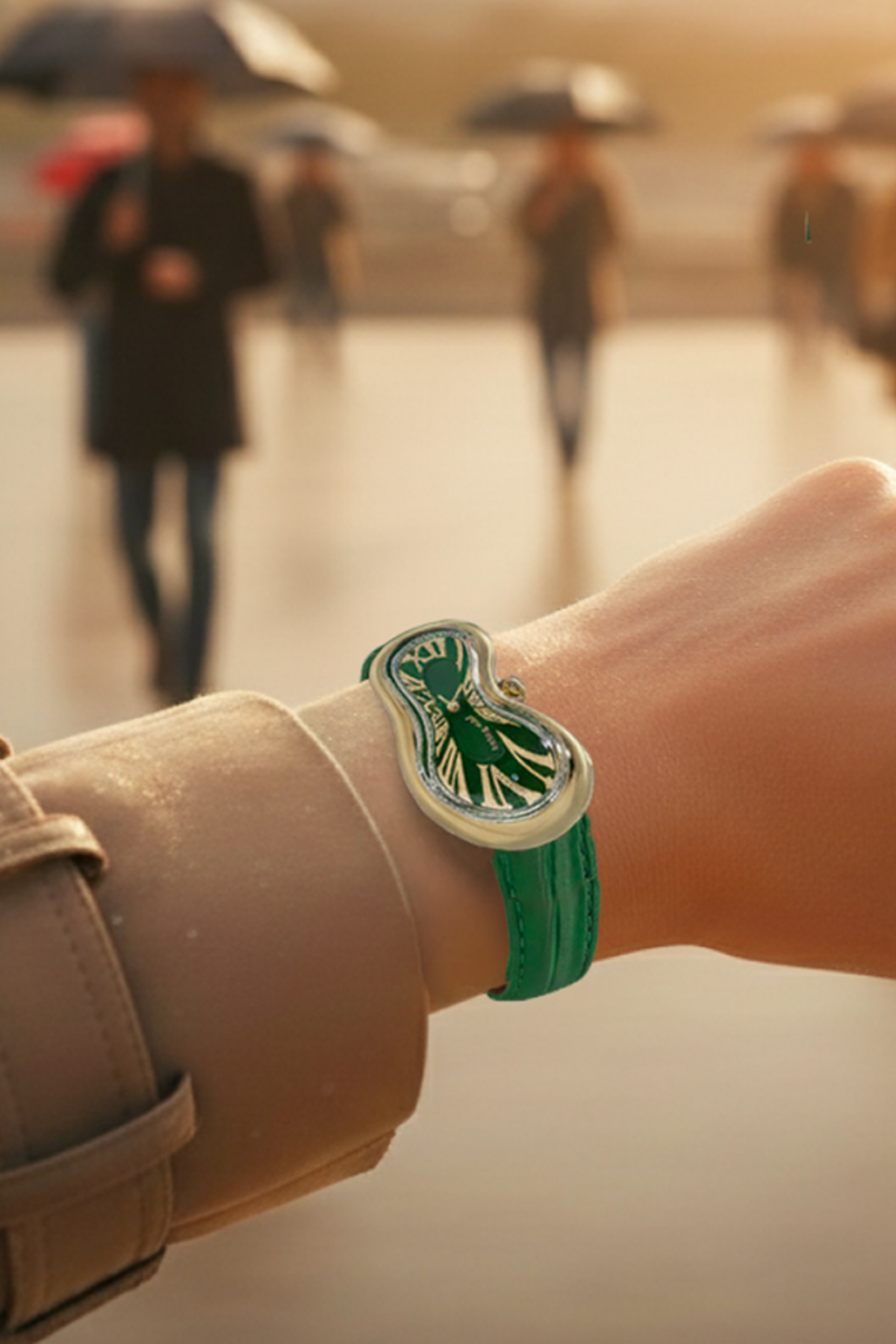 EXAEQUO EX0002.0005 Classic Melting Stainless steel 316L Green - PVD Yellow Gold Unisex Kol Saati