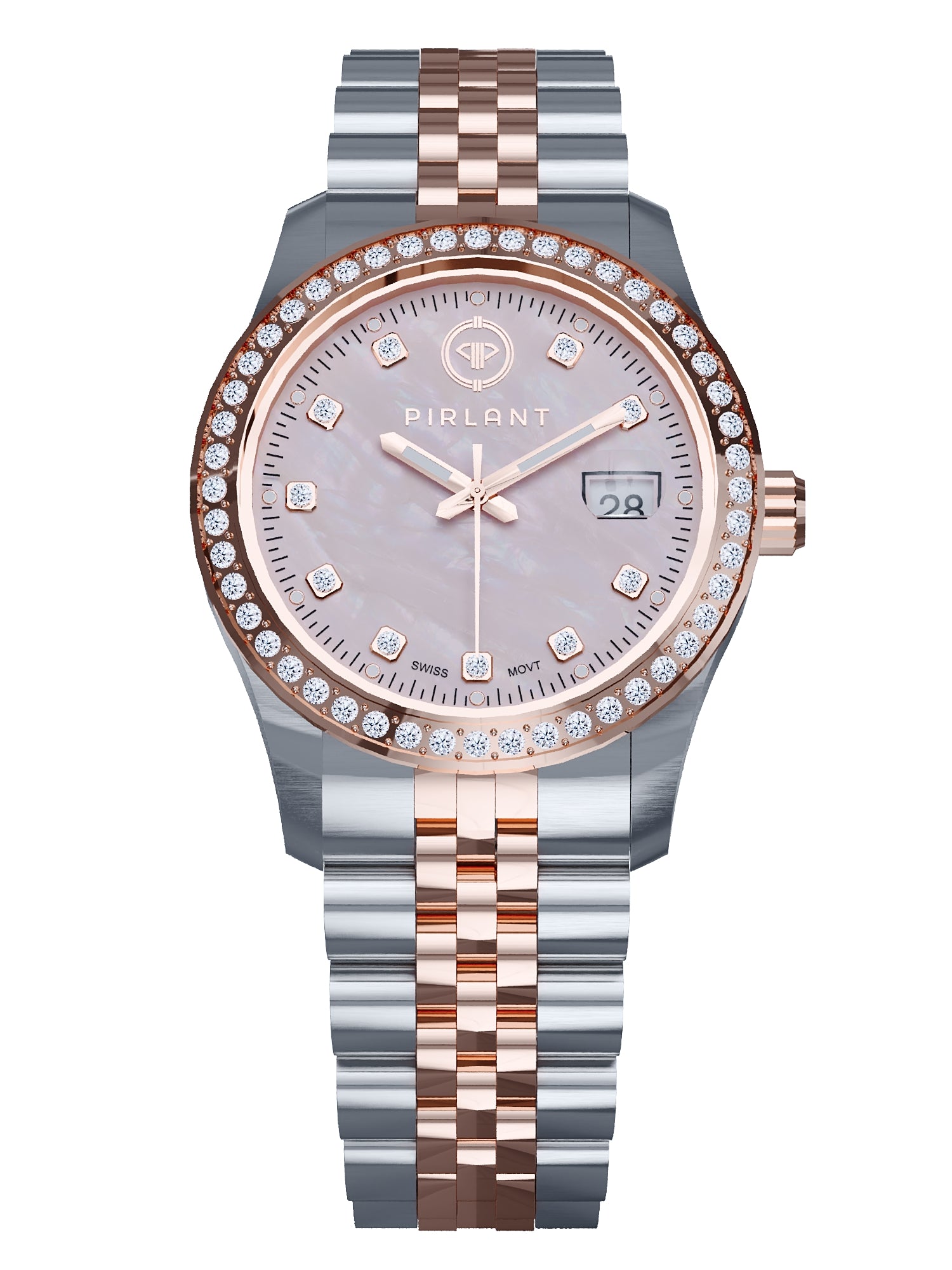 PIRLANT Pembe Sedef Kadranlı Taşlı Rose Bicolor Kadın Kol Saati SBL01-3T-PESE Ürün ikincil görseli