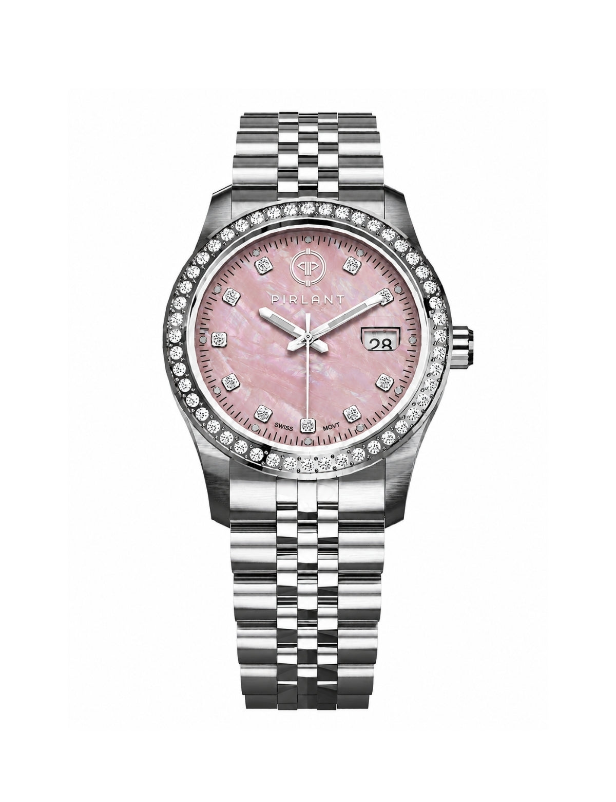 PIRLANT Pembe Sedef Kadranlı Taşlı Kadın Kol Saati SBL01-1T-PESE