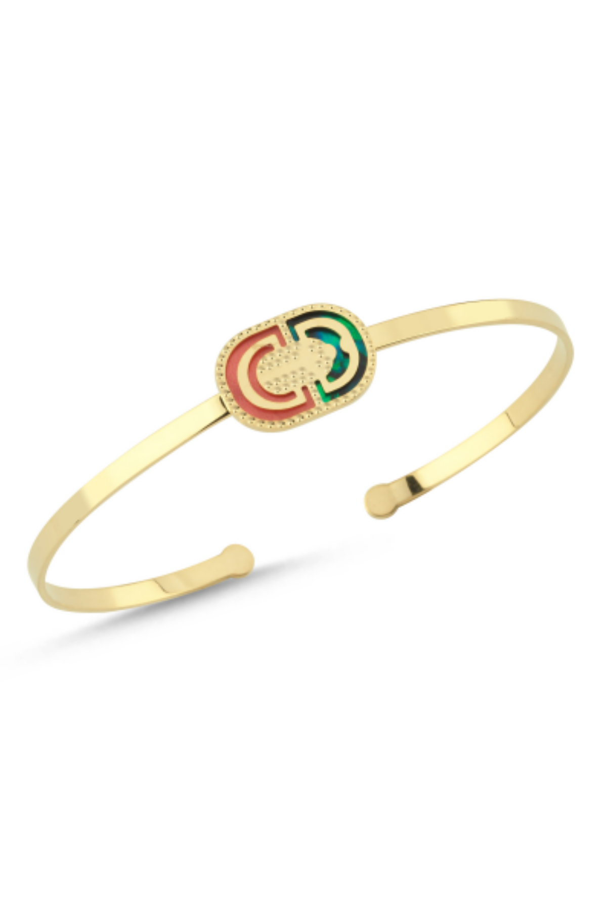 Yeşil Ela Taşlı Geometirk Şekilli İtalyan Altın Bileklik/Bilezik Ürün ana görseli