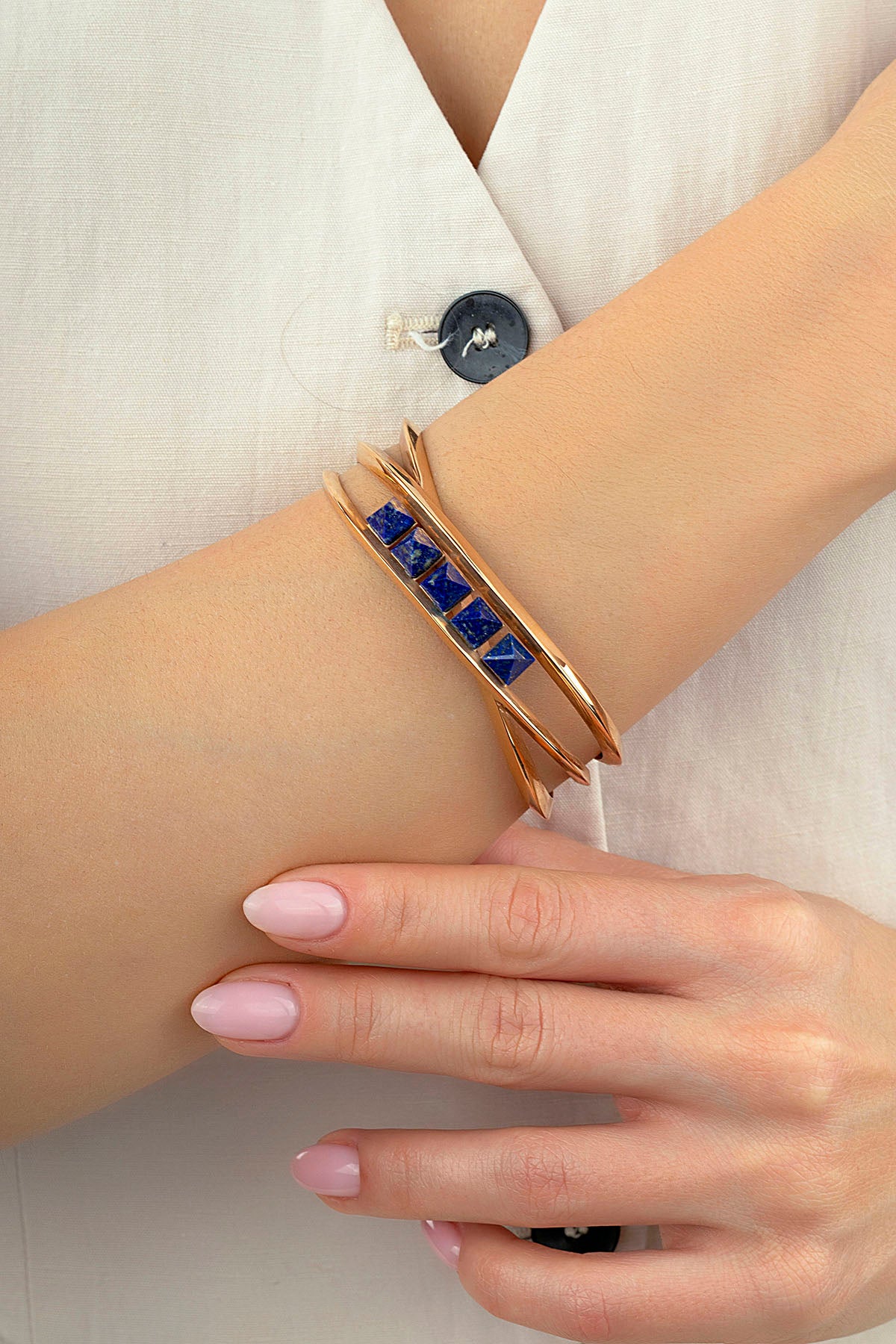 Lapis Taşlı Rose Altın Bileklik/Bilezik