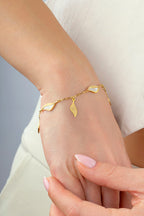 Pembe Sedefli Altın Bileklik