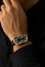 EXAEQUO EX0002.0001 Classic Melting Stainless steel 316L Black - PVD Yellow Gold Unisex Kol Saati