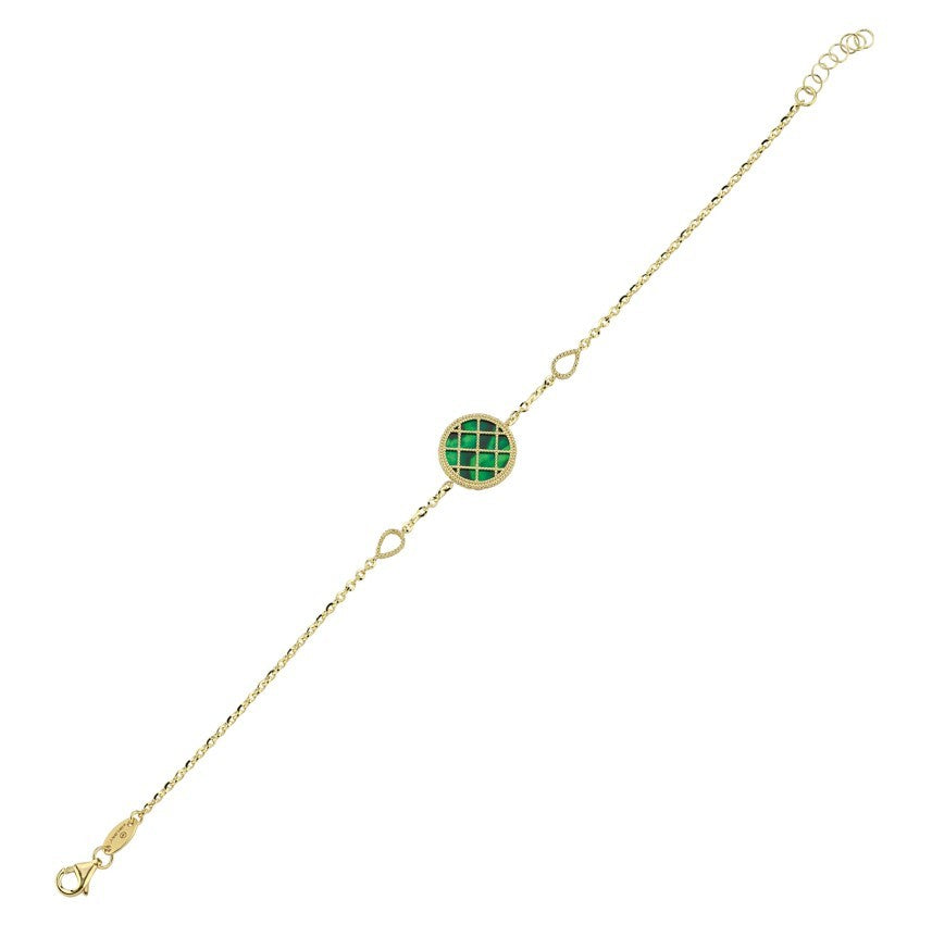 Double-Sided Green and White Mother-of-Pearl Gold Bracelet Main image