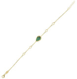 Çift Taraflı Yeşil Beyaz Sedefli Damla Altın Bileklik