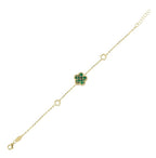 Çift Taraflı Yeşil Beyaz Sedef Kafesli Çiçek Altın Bileklik